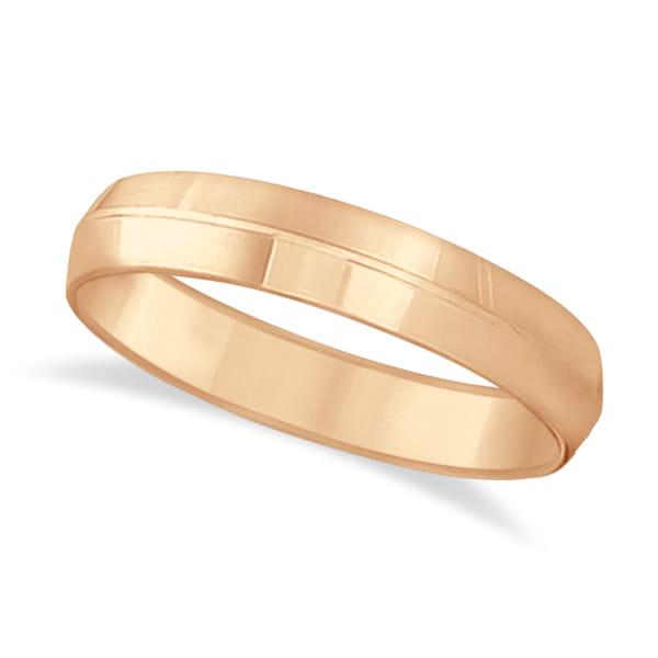 Knife Edge Wedding Ring Band Comfort-Fit 14k Rose Gold (5mm)