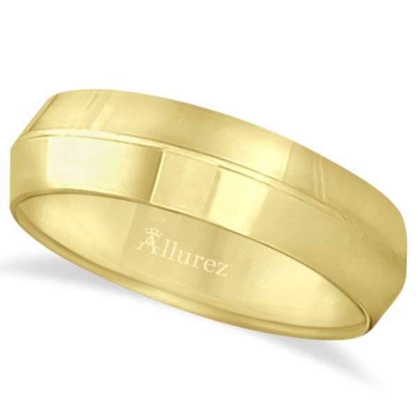 Knife Edge Wedding Ring Band Comfort-Fit 14k Yellow Gold (6mm)