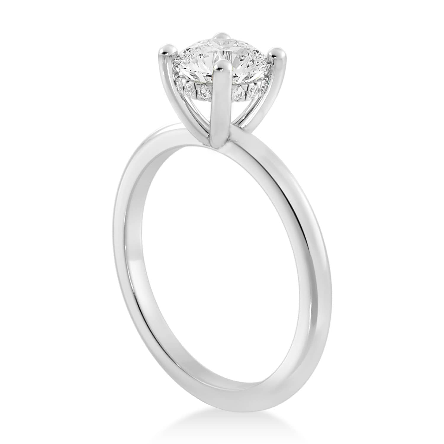 Lab Grown Diamond Hidden Halo Solitaire Engagement Ring 14k White Gold (0.06ct)