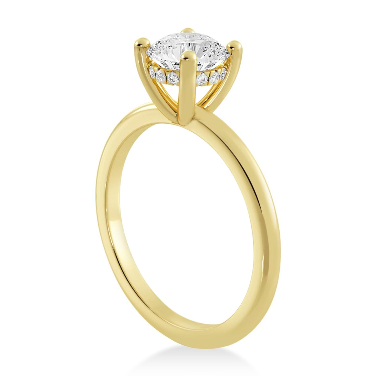 Lab Grown Diamond Hidden Halo Solitaire Engagement Ring 18k Yellow Gold (0.06ct)