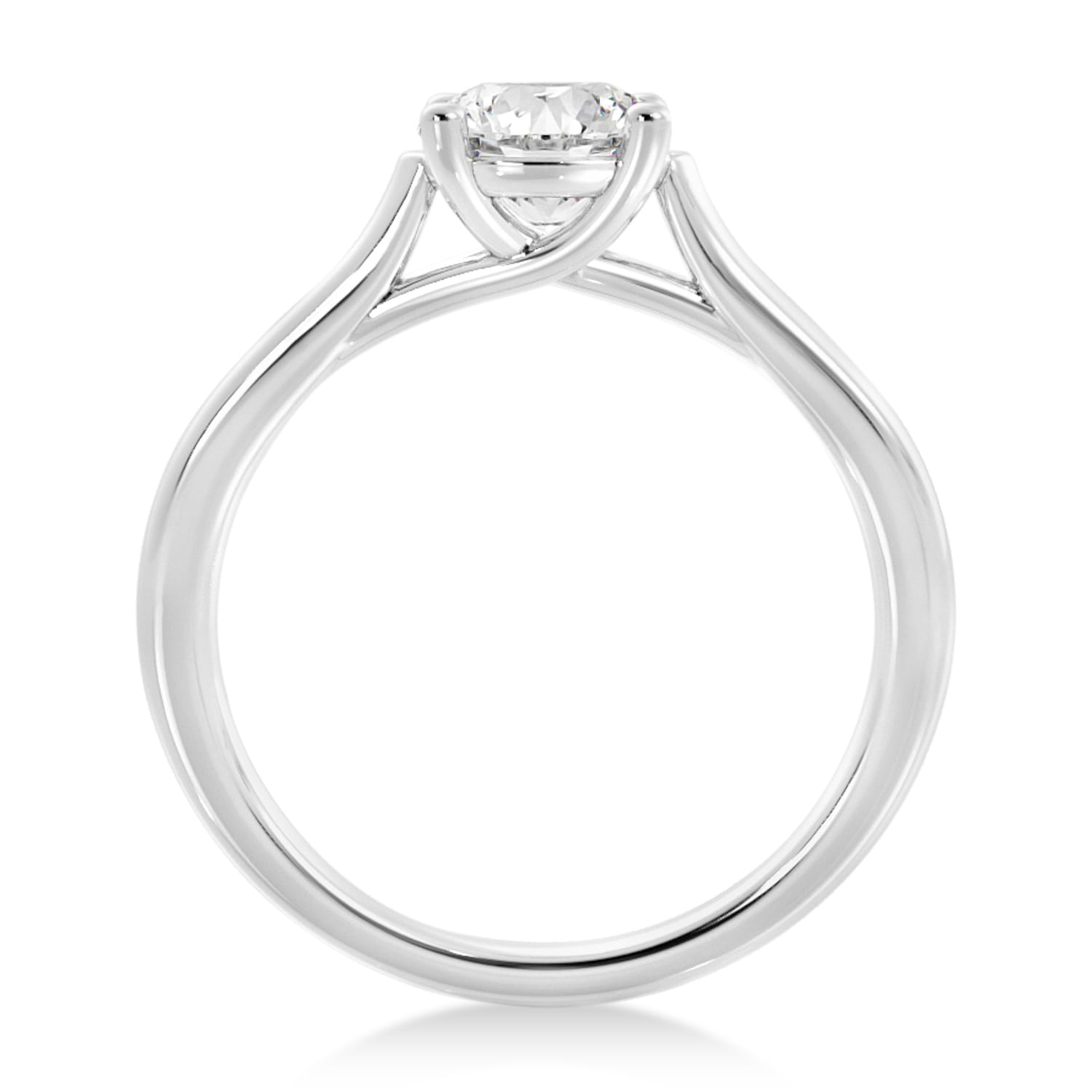 Lab Grown  Solitaire Engagement Ring 14k White Gold