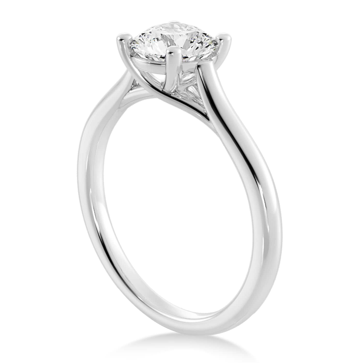 Lab Grown  Solitaire Engagement Ring 14k White Gold