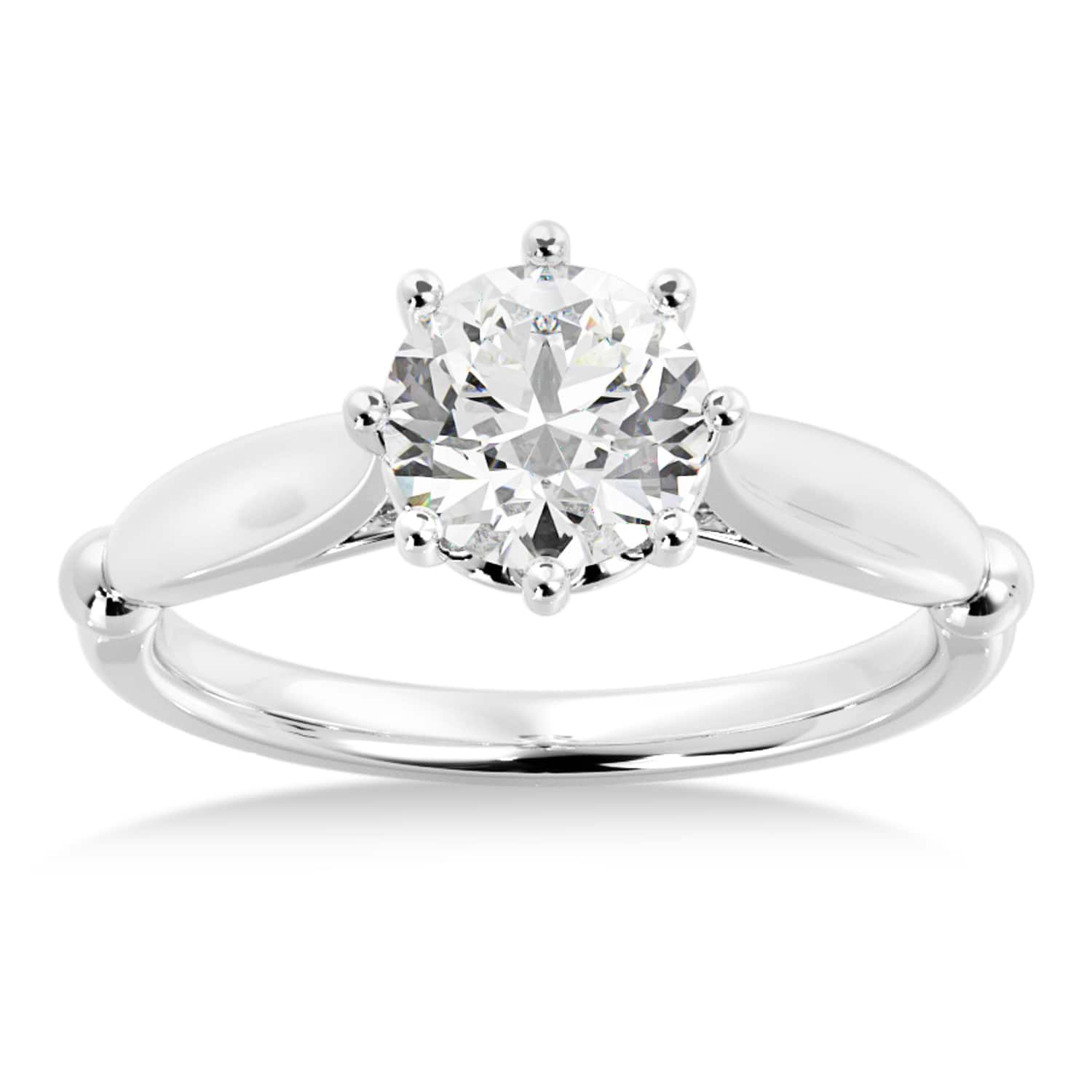 Crown Solitaire Engagement Ring 18k White Gold