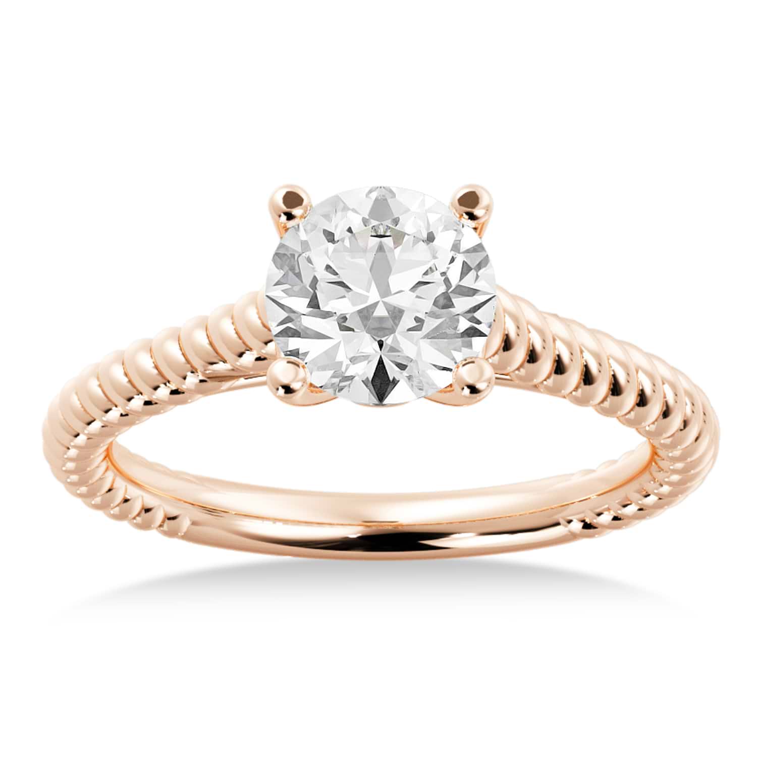 Twisted Rope Solitaire Engagement Ring 14k Rose Gold