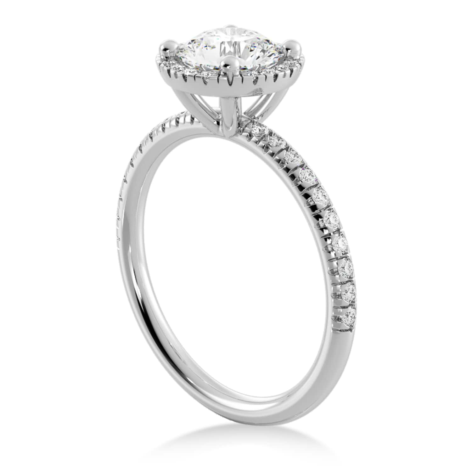 Lab Grown Diamond  Halo Engagement Ring 14k White Gold (0.28ct)