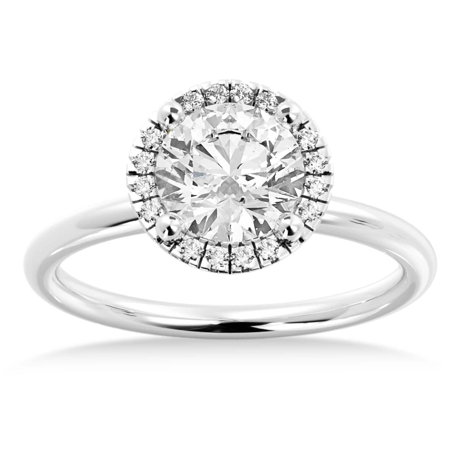 Diamond  Halo Engagement Ring 14k White Gold (0.08ct)