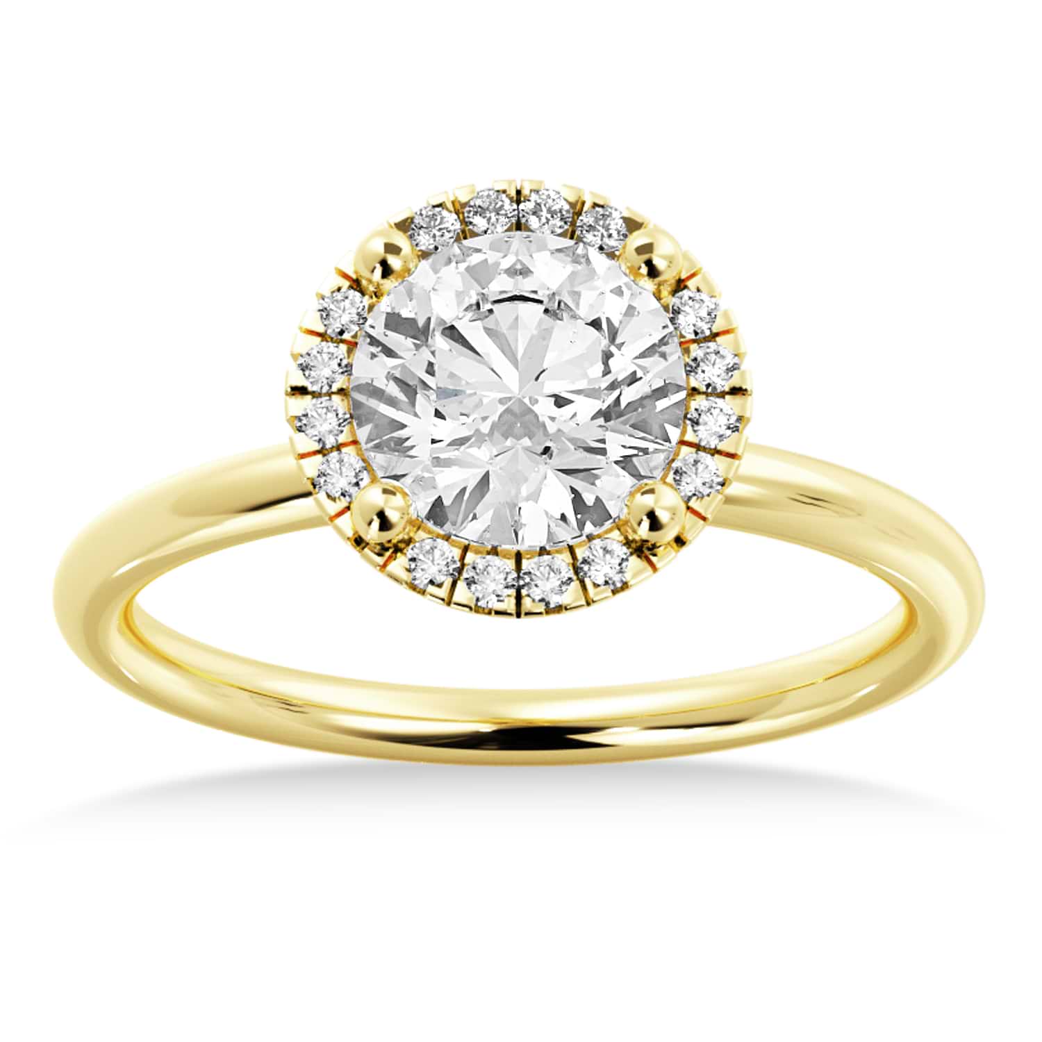 Lab Grown Diamond  Halo Engagement Ring 18k Yellow Gold (0.08ct)