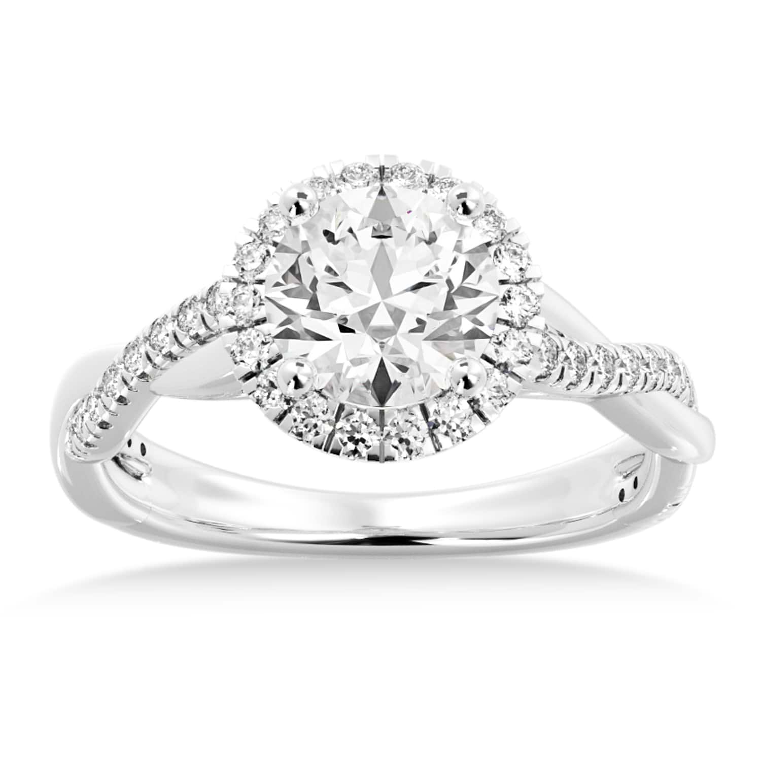 Diamond  Halo Engagement Ring 14k White Gold (0.31ct)