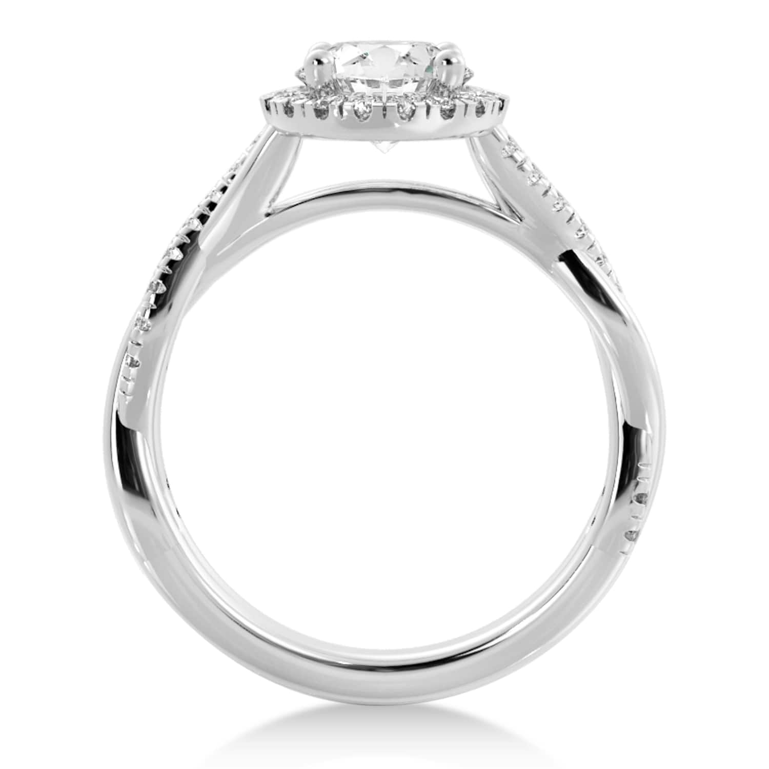 Lab Grown Diamond  Halo Engagement Ring 14k White Gold (0.31ct)