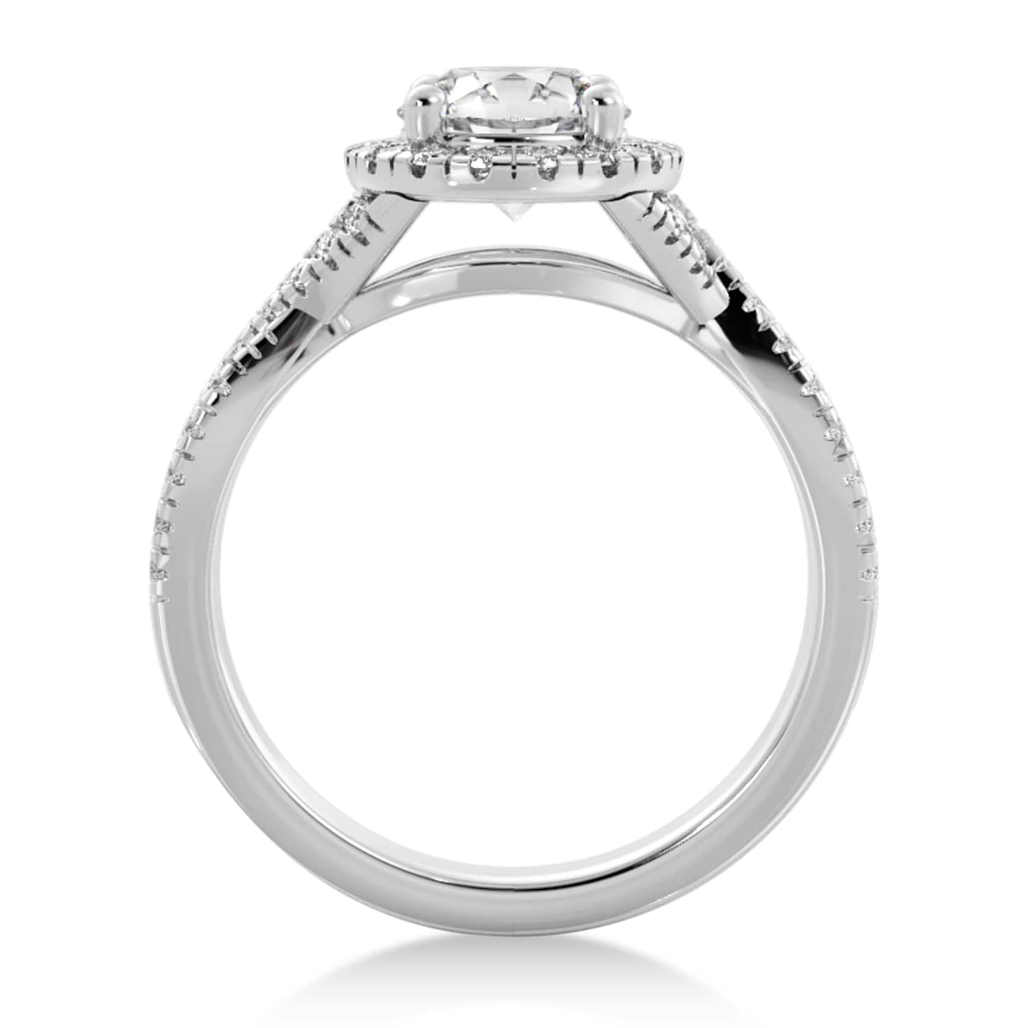 Lab Grown Diamond  Halo Engagement Ring 14k White Gold (0.47ct)