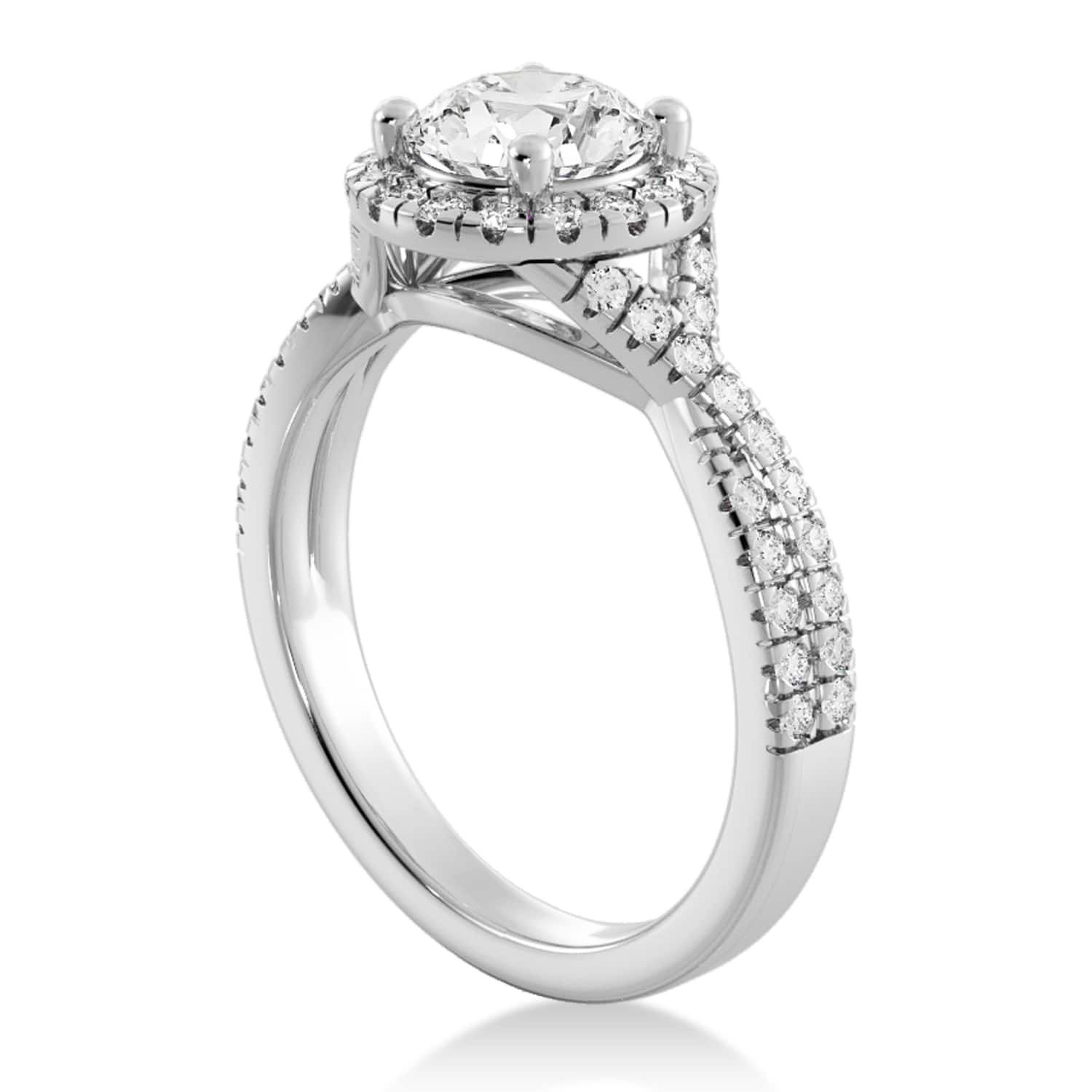 Lab Grown Diamond  Halo Engagement Ring 14k White Gold (0.47ct)