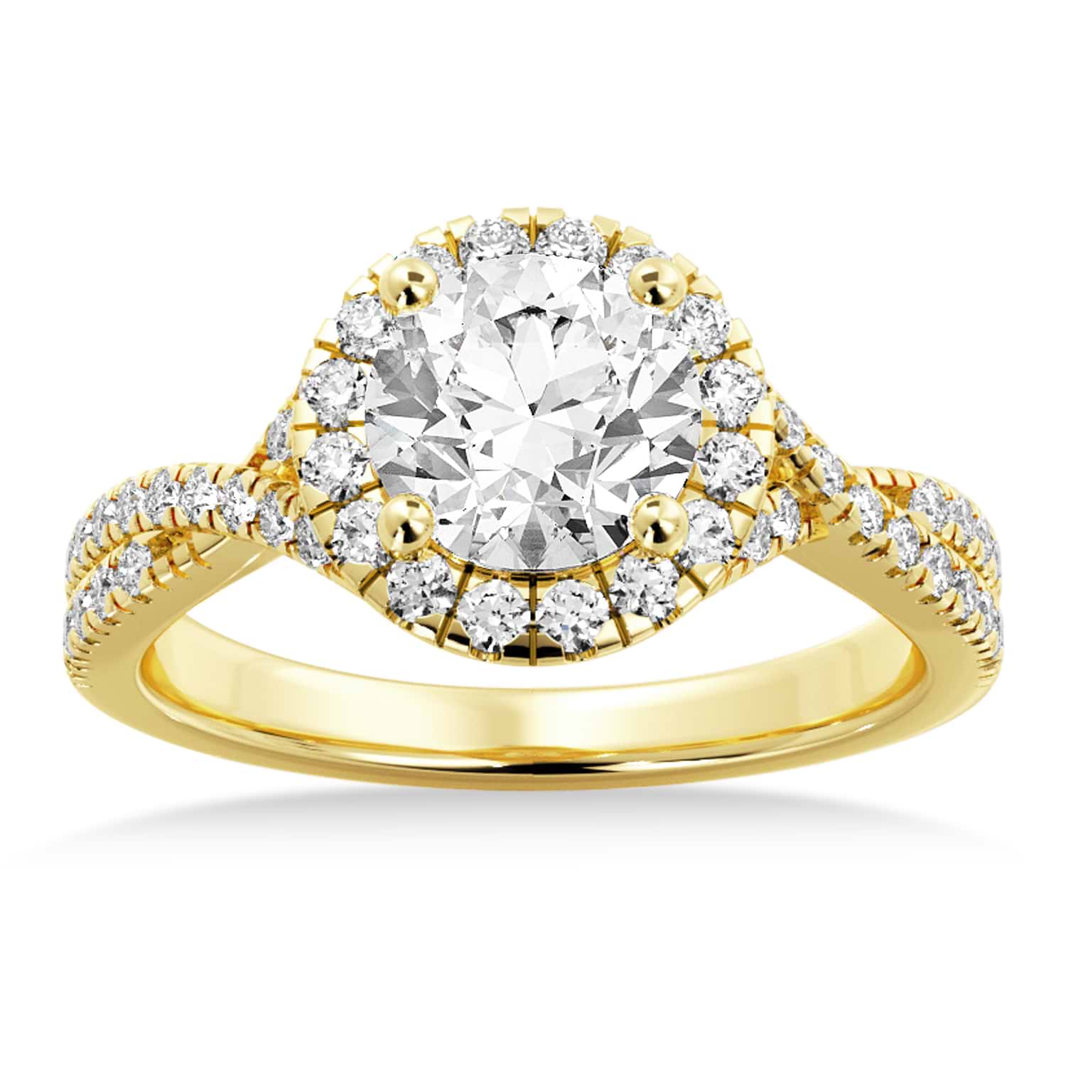 Twisted lab Diamond Halo Engagement Ring 18k Yellow Gold (0.47ct)