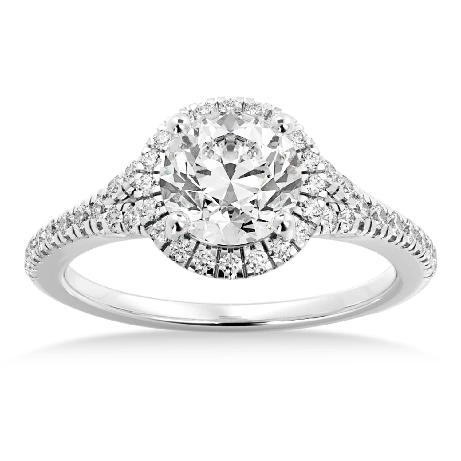 Diamond  Halo Engagement Ring 14k White Gold (0.40ct)