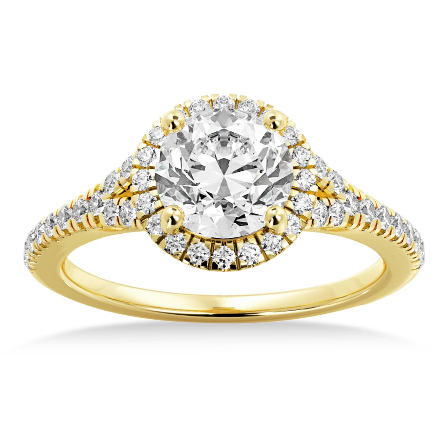 Lab Grown Diamond  Halo Engagement Ring 18k Yellow Gold (0.40ct)