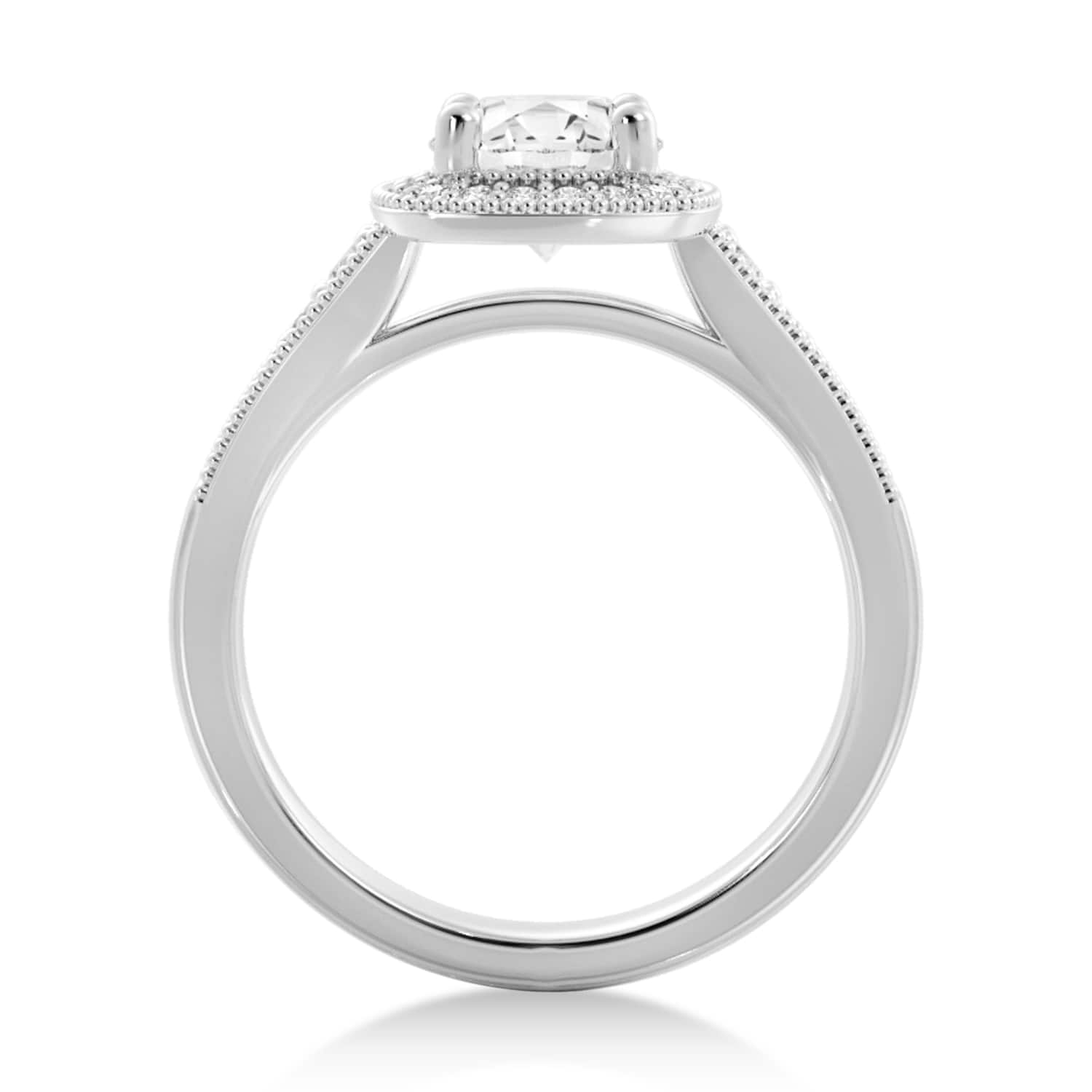 Lab Grown Diamond  Halo Engagement Ring 14k White Gold (0.24ct)