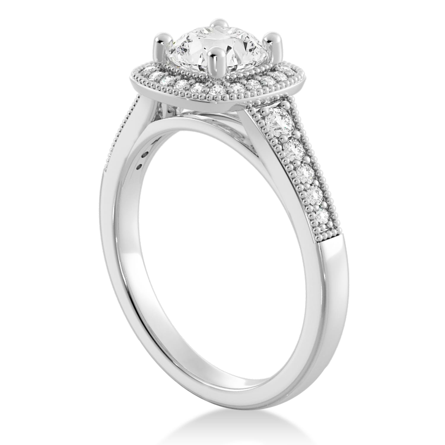 Lab Grown Diamond  Halo Engagement Ring 14k White Gold (0.24ct)