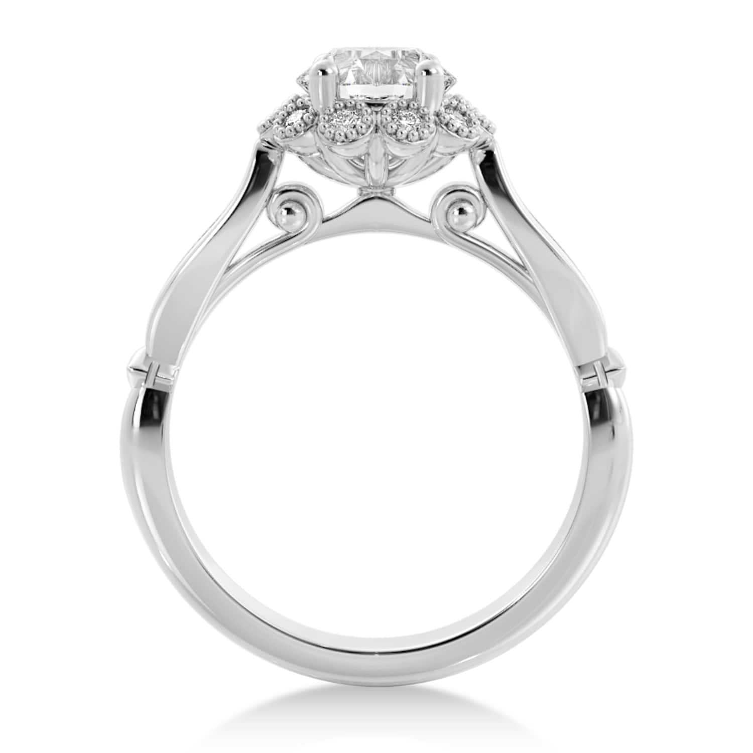 Lab Grown Diamond  Halo Engagement Ring 14k White Gold (0.23ct)