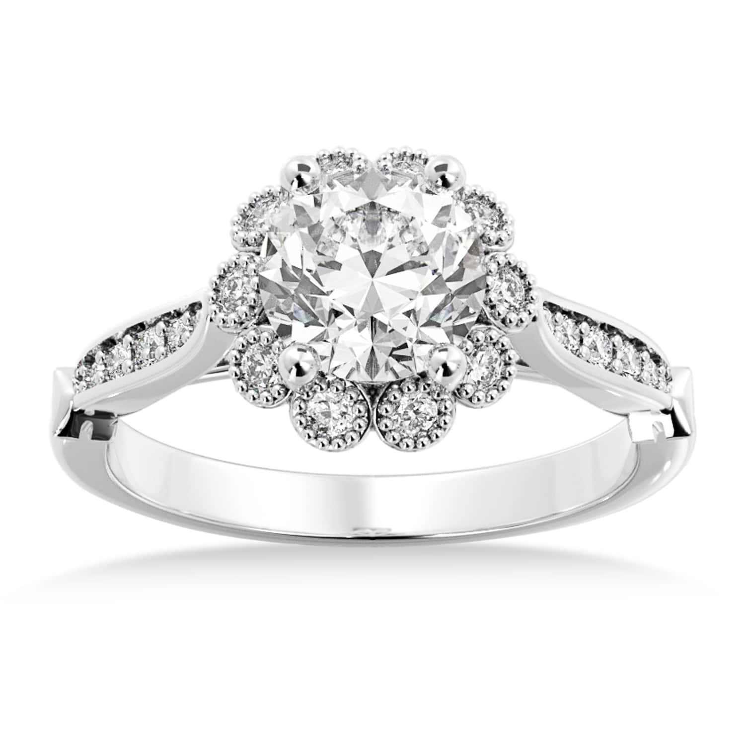 Tulip Lab Grown Diamond Halo Engagement Ring 18k White Gold (0.23ct)