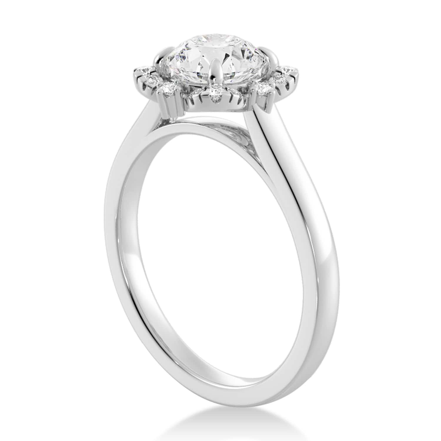 Lab Grown Diamond  Halo Engagement Ring 14k White Gold (0.11ct)