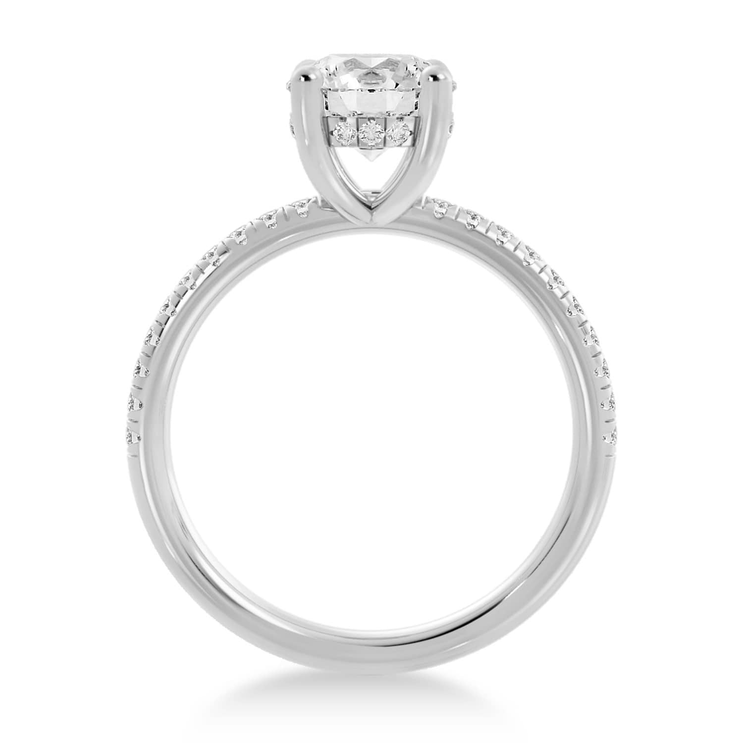 Lab Grown Diamond Hidden Halo Pave' Engagement Ring 14k White Gold (0.26ct)