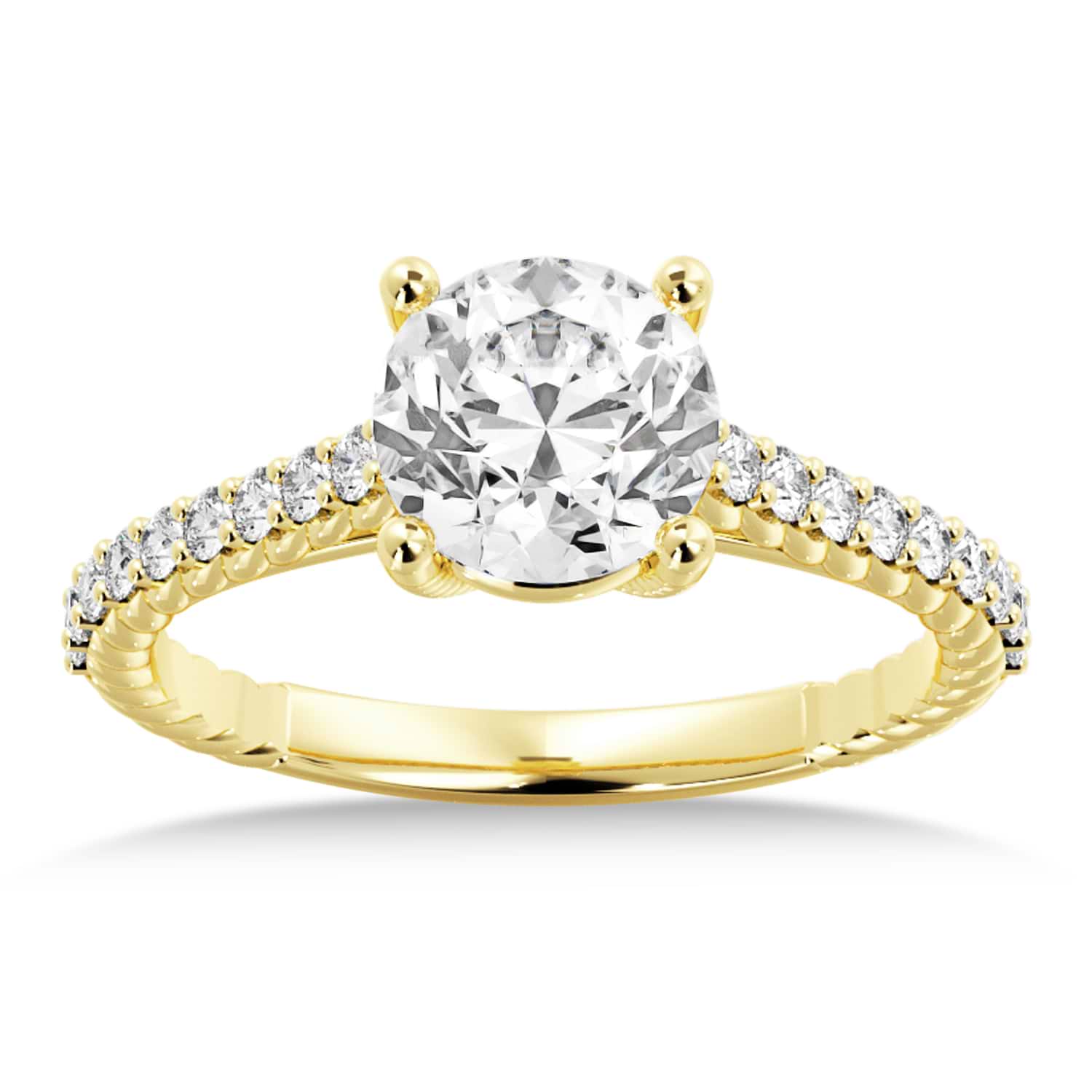 Lab Grown Rope Diamond Accented Engagement Ring 14k Yellow Gold (0.23ct)