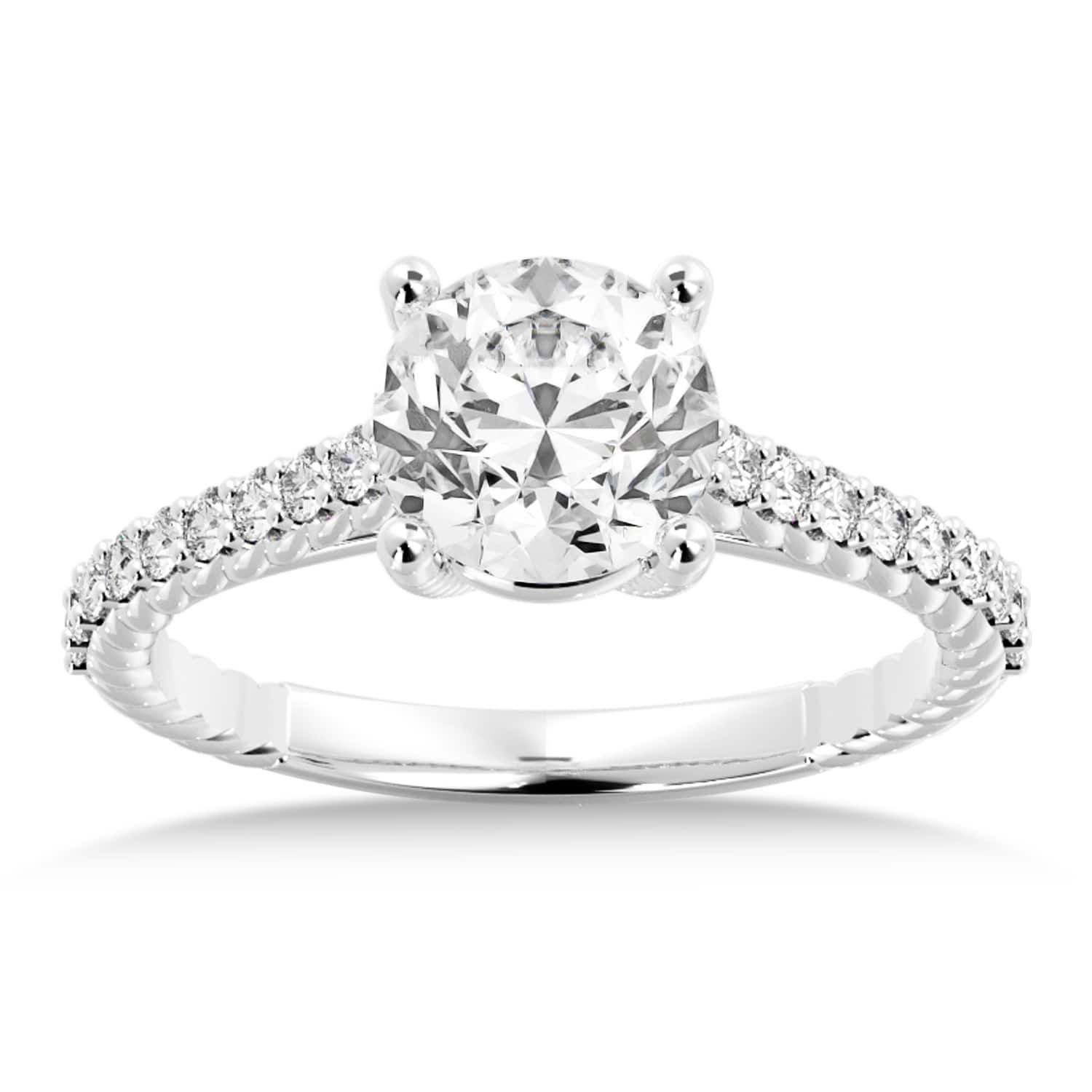 Rope Diamond Accented Engagement Ring Platinum (0.23ct)