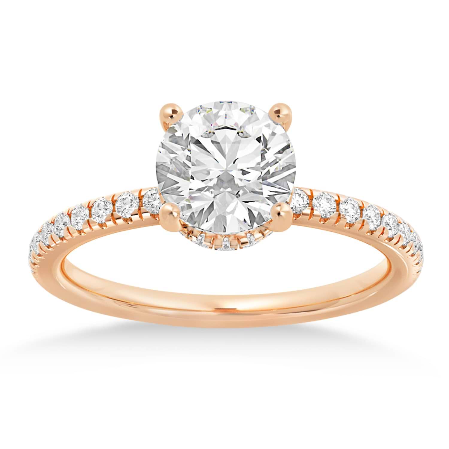 Lab Grown Diamond Pave' Hidden Halo Engagement Ring 14k Rose Gold (0.33ct)