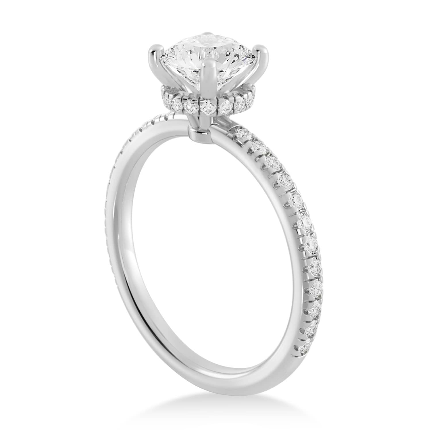 Lab Grown Diamond Pave' Hidden Halo Engagement Ring 14k White Gold (0.33ct)