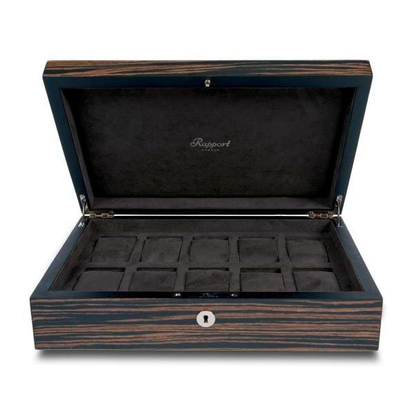 Rapport London Macassar Wood Ten Watch Box Storage
