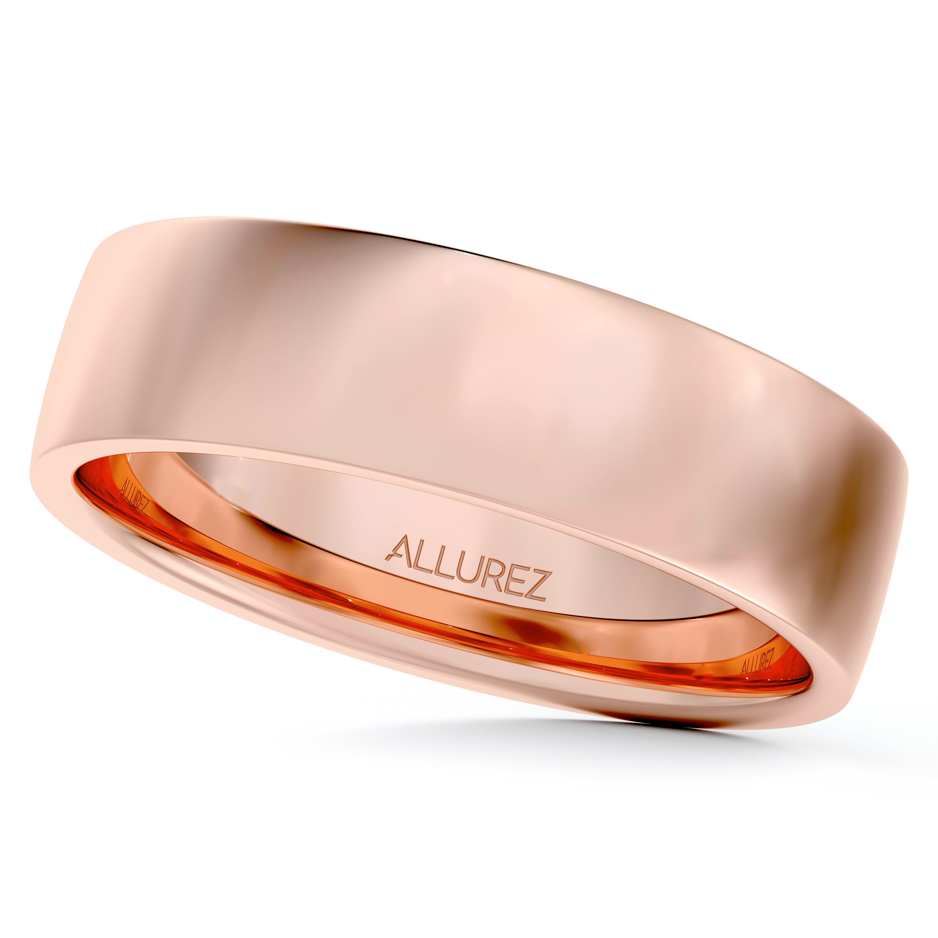 Low Dome Comfort Fit Wedding Ring For Men 14k Rose Gold (5mm)