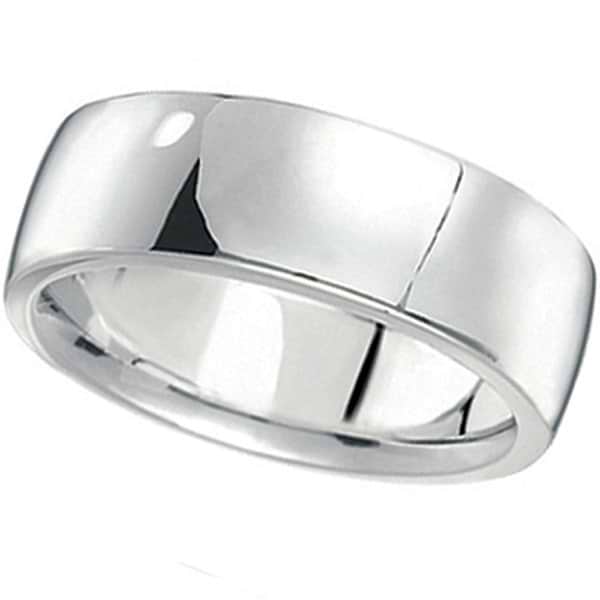 Men's Wedding Band Low Dome Comfort-Fit in 18k White Gold (7 mm)