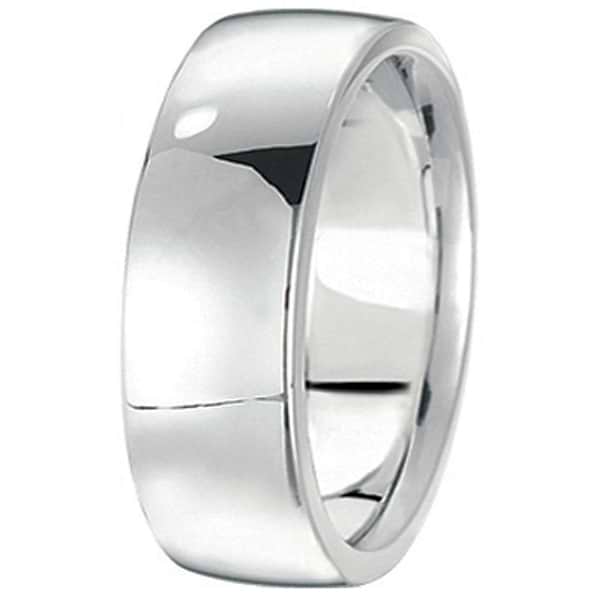 Men's Wedding Band Low Dome Comfort-Fit in 18k White Gold (7 mm)