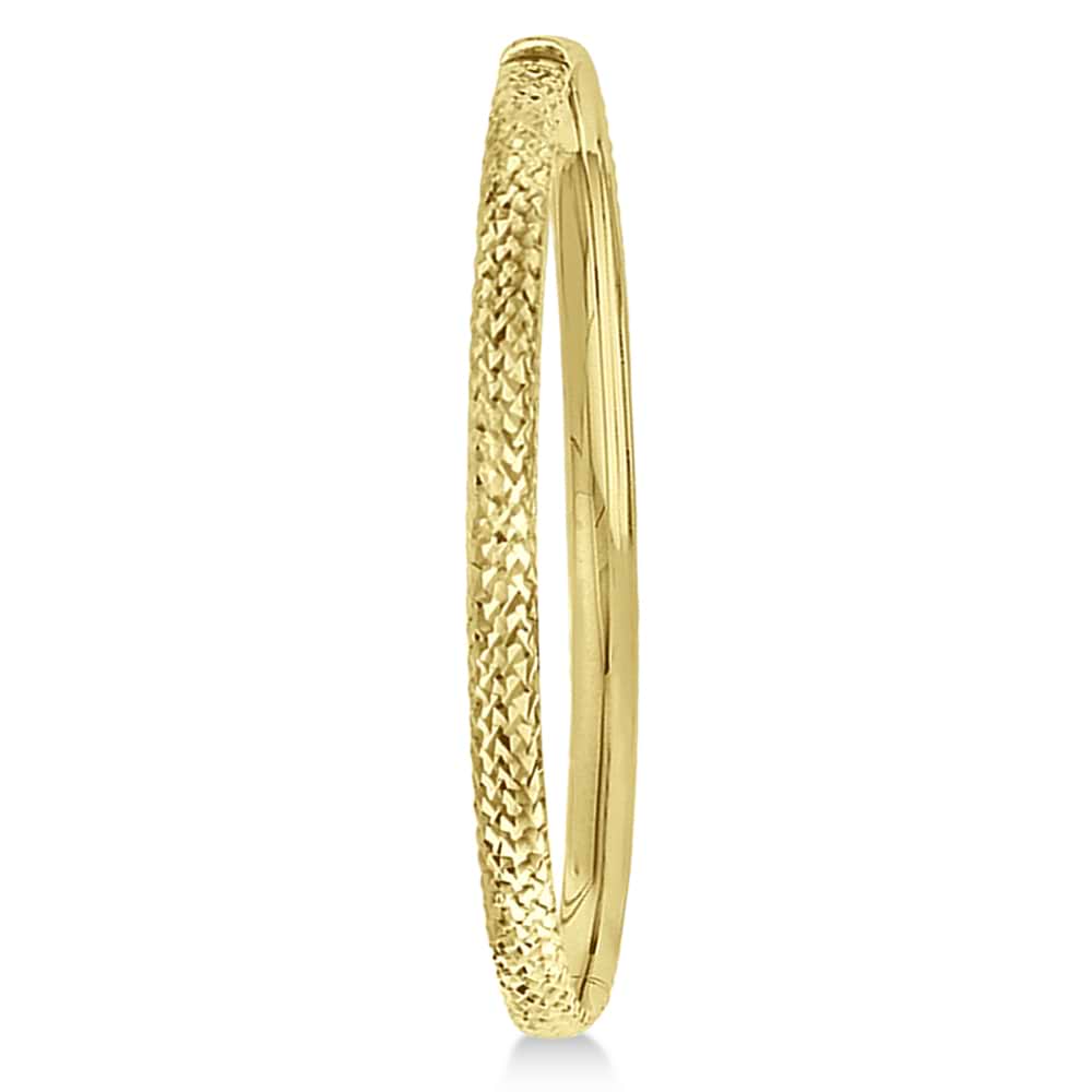 Diamond-Cut Hinged Stackable Bangle Bracelet 14k Yellow Gold