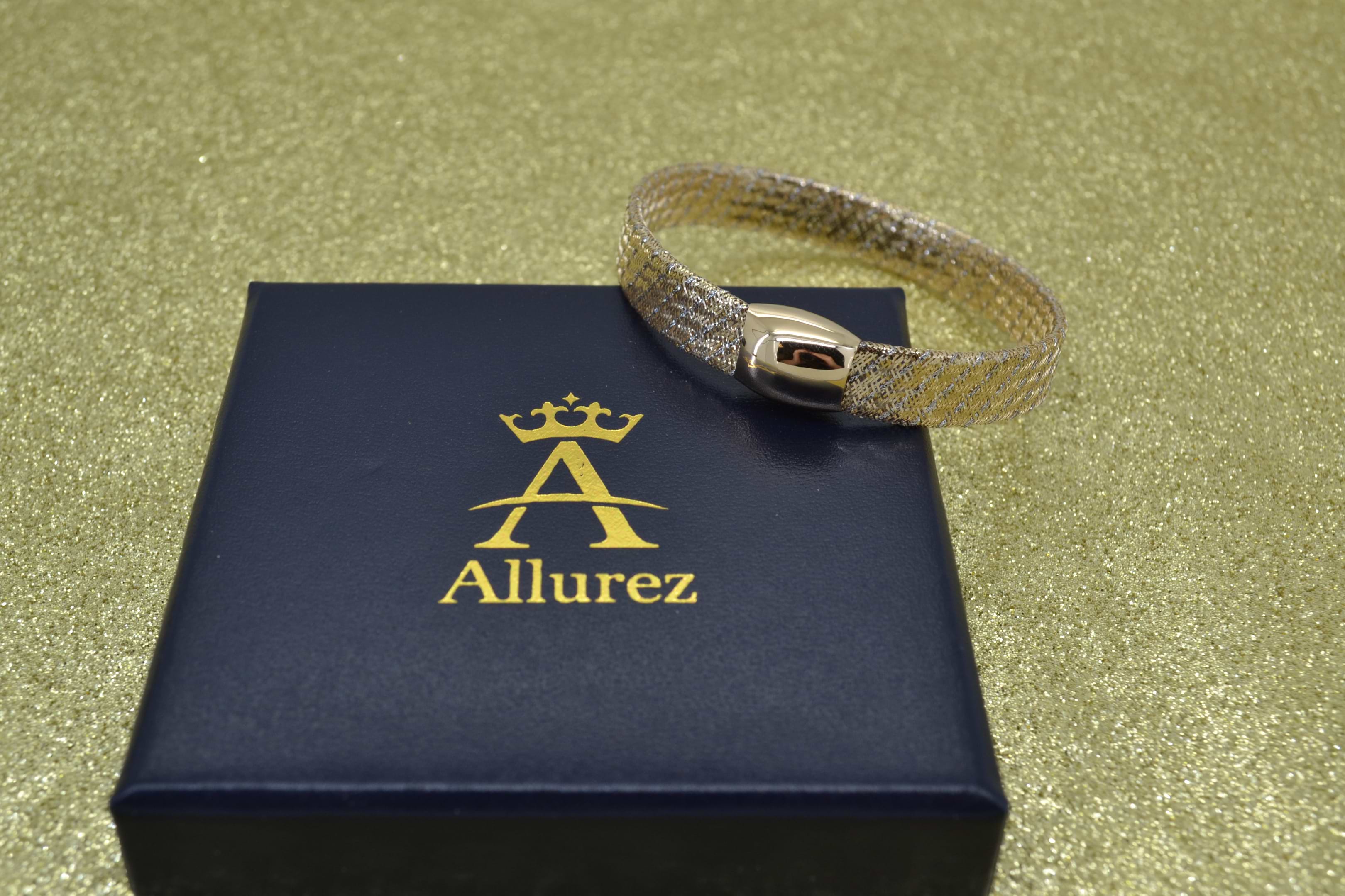 Flexible Woven Stretch Luxe Bangle Bracelet 14k Two-Tone Gold