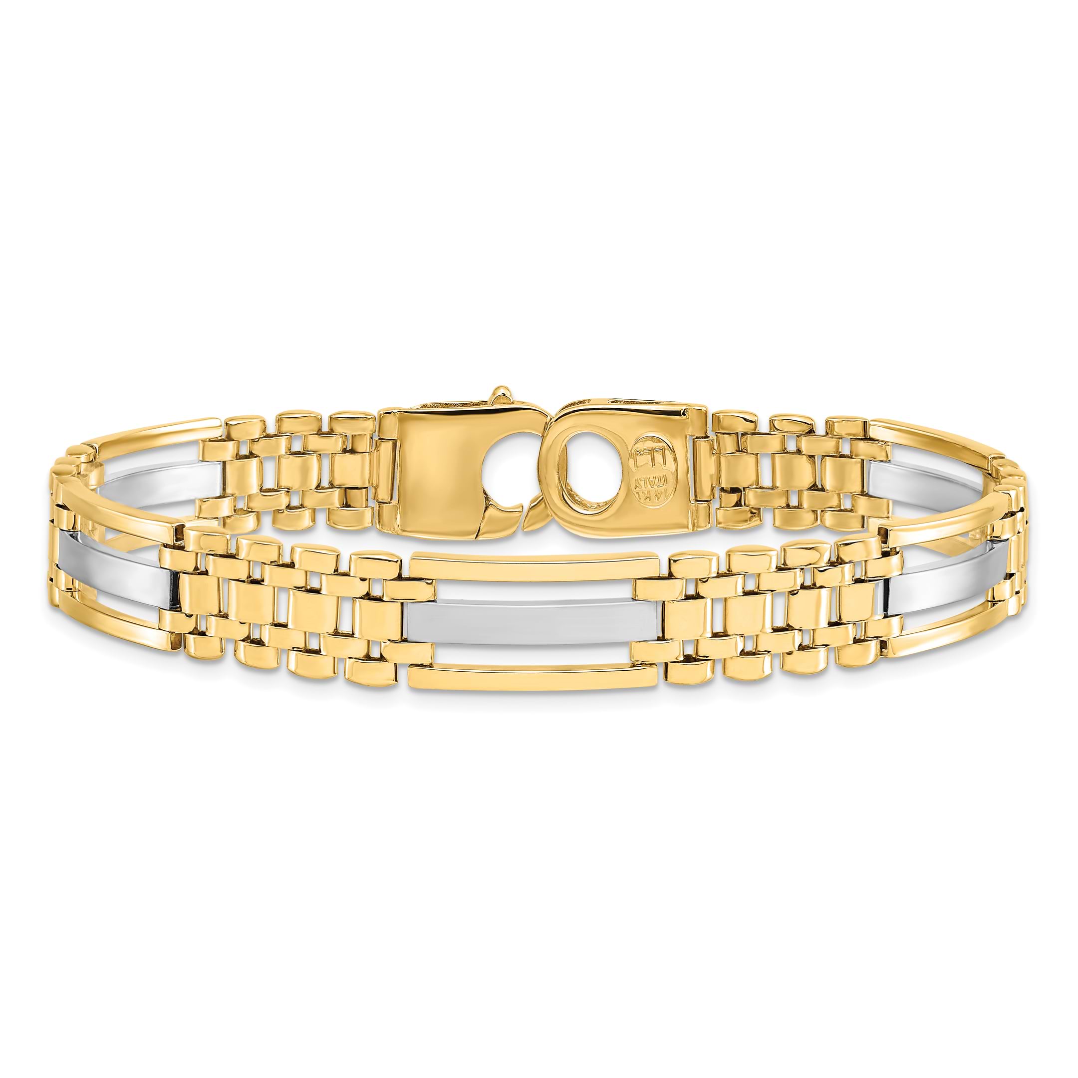 Men's Polished & Satin Fancy Rolex Link Bracelet 14k Two-Tone Gold