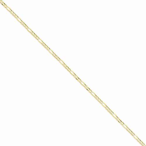 Concave Open Figaro Chain Necklace in 14k Yellow Gold