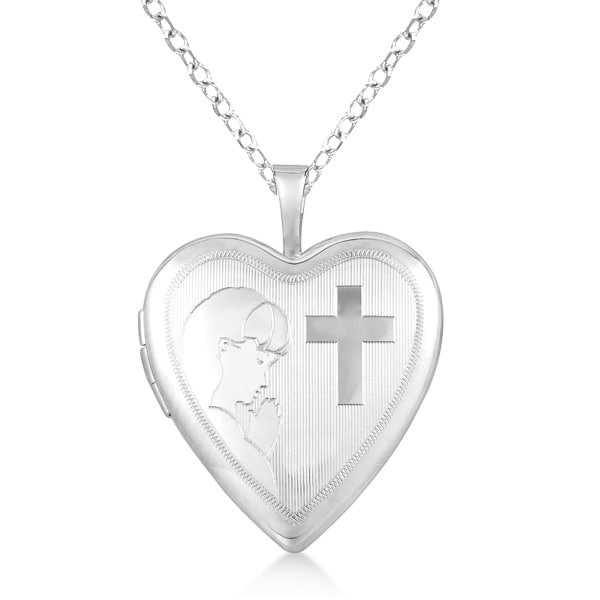 Heart Locket Pendant First Holy Communion Design Sterling Silver