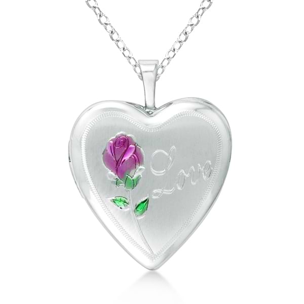Heart Shaped Unique Flower Design Pendant Locket Sterling Silver