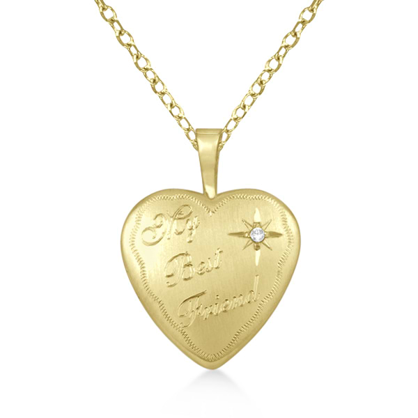 Gold Vermeil "My Best Friend" Heart Diamond Necklace (0.01ct.)