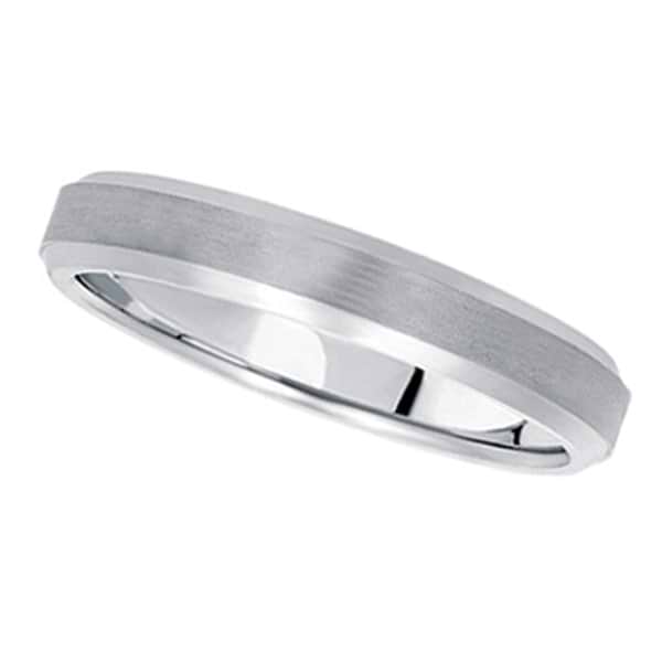 Comfort-Fit Carved Wedding Ring Band in 18K White Gold (4mm)