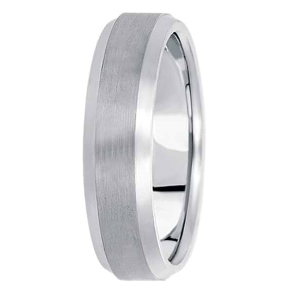 Comfort-Fit Carved Wedding Band in 18k White Gold (6mm)