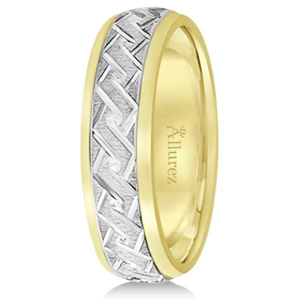 Men's Carved 14k Two-Tone Wedding Band (5mm)
