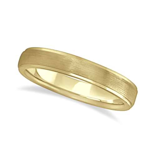 Ridged Wedding Ring Band Satin Finish 14k Yellow Gold (4mm)