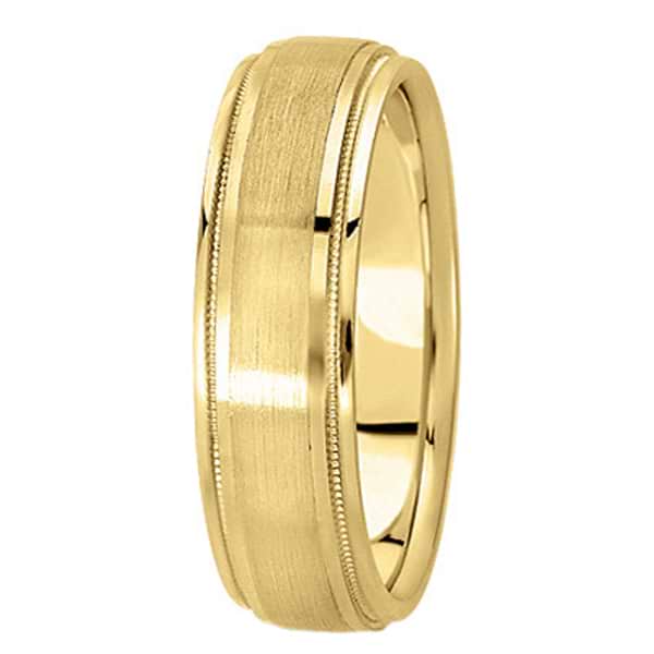 Carved Wedding Band in 14k Yellow Gold For Men (5mm)