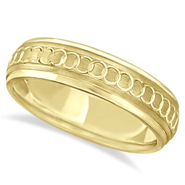 Infinity Wedding Band For Men Fancy Carved 14k Yellow Gold (5mm)