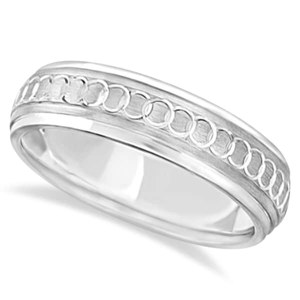 Infinity Wedding Band For Men Fancy Carved Palladium (5mm)