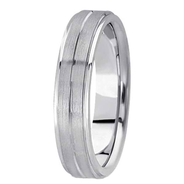 Carved Wedding Band in Palladium For Men (5mm)
