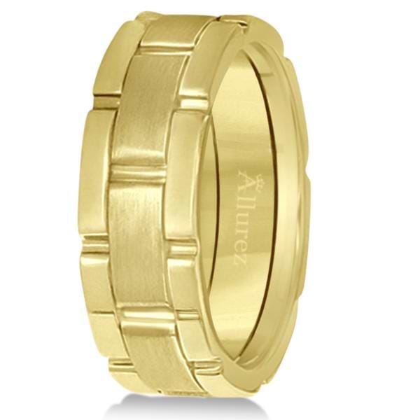 Unique Wedding Band Comfort-Fit in 14k Yellow Gold (8.5mm)