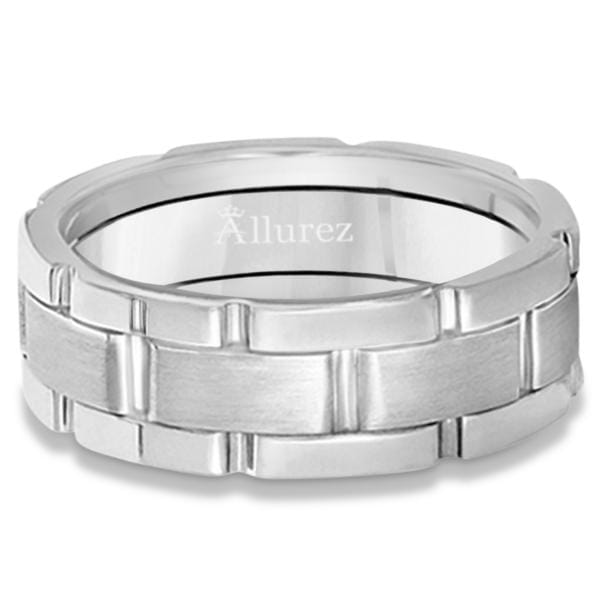 Unique Wedding Band Comfort-Fit in 18k White Gold (8.5mm)