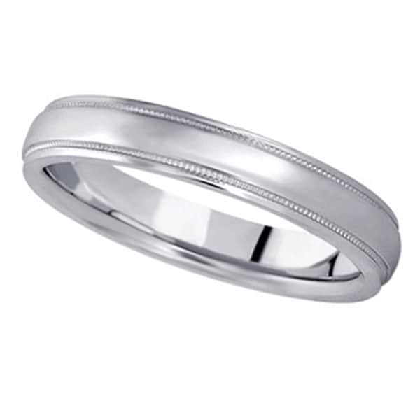 Carved Wedding Band in 14k White Gold (4mm)